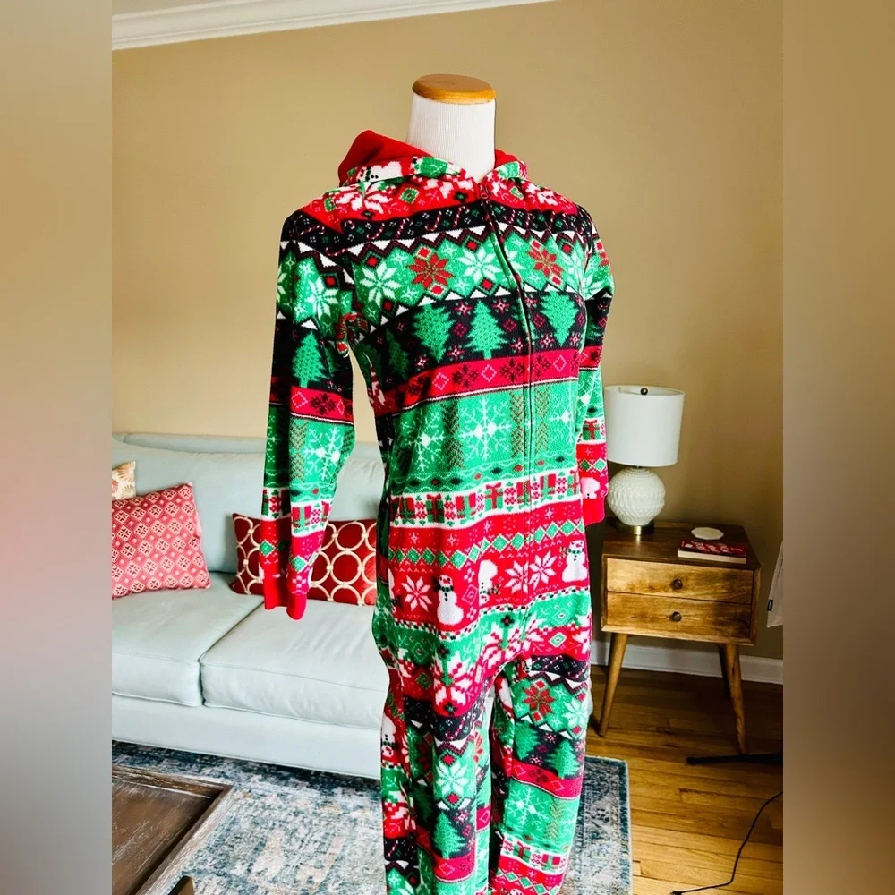 The Children's Place Kids XL 14 Holiday Onesie Snowman Christmas Fleece